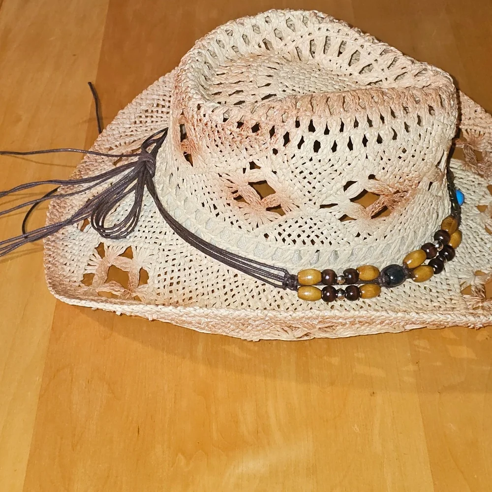 Beaded Straw Cowboy Hat - Picture 4 of 4